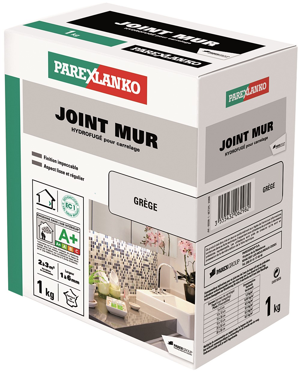 Joint de carrelage mur & plan de travail grège - PAREXLANKO